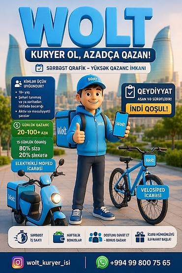 Əməkdaş axtarışı (vakansiyalar): Sürücü-kuryer tələb olunur, Nəqliyyat təmin edilir, Ayda 2 dəfə ödəniş, Təcrübəsiz — 1