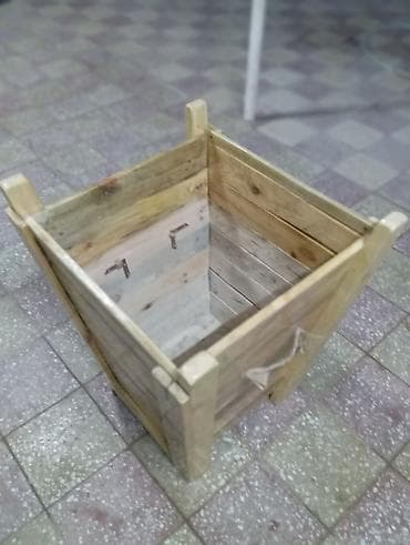Taxta bağ qutusu / dekorativ planter - Material: tamamilə taxtadan