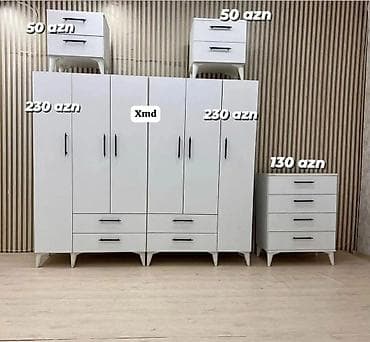 qazon tumu: Ağ rəngli yataq otağı mebel dəsti – müasir minimal dizayn, qara — 1