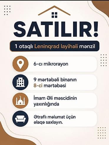 8 mikrorayon: Bakı, 6-cı mikrorayon, 1 otaqlı, Köhnə tikili, 35 kv. m — 1