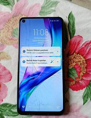 Redmi Note 9, 128 GB, rəng - Mavi, Qırıq