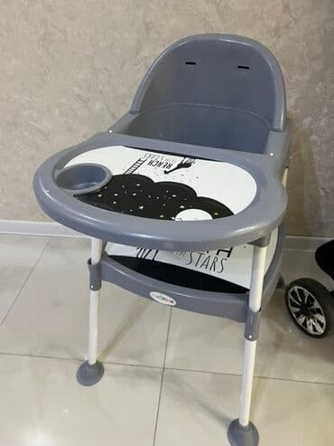 купить детский столик для кормления: Uşaq yemək stulu - Rəng: boz - Material: möhkəm plastik oturacaq və — 3