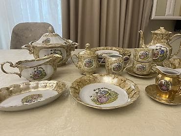 tap az radiatorlar: Çay dəsti, rəng - Qızılı, Farfor — 3