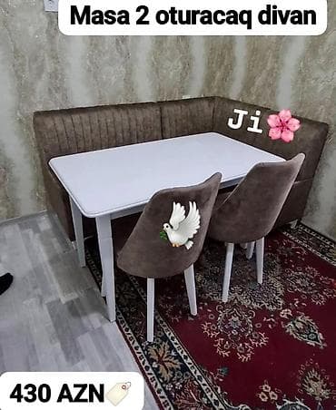 ikinci el samavar: Mətbəx üçün, Yeni, Açılmayan, Dördbucaq masa, 2 stul — 1