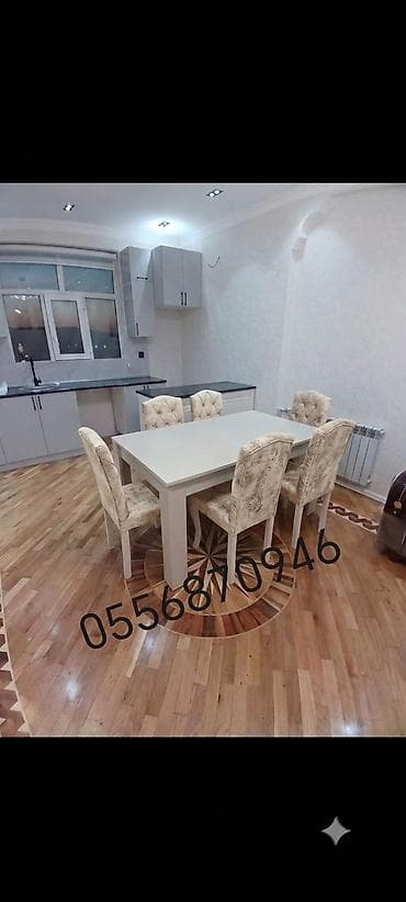 stull: Qonaq otağı üçün, Yeni, Açılmayan, Dördbucaq masa, 6 stul — 5