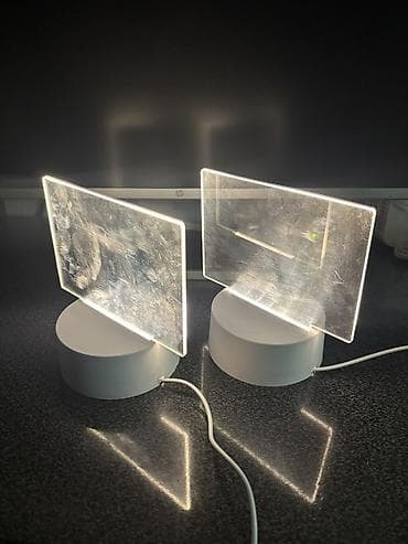 LED işıqlı masa lampaları – 2 ədəd - Minimalist dizayn: ağ, silindrik — 1