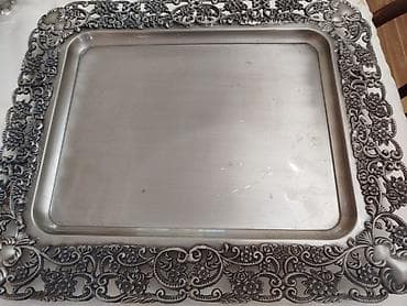 Metall süfrə sinisi – dekorativ haşiyəli - Material: metaldan