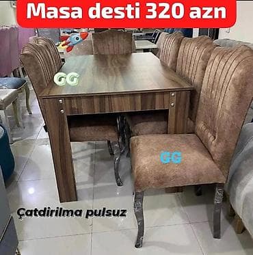 Qonaq otağı üçün, Açılmayan, Dördbucaq masa, 6 stul