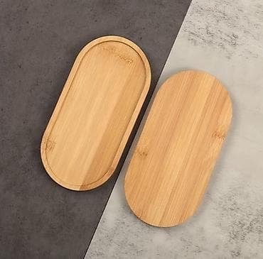 ciledagi bitki: Bambukdan çoxməqsədli oval tray - Material: 100% təbii bambuk, hamar — 1
