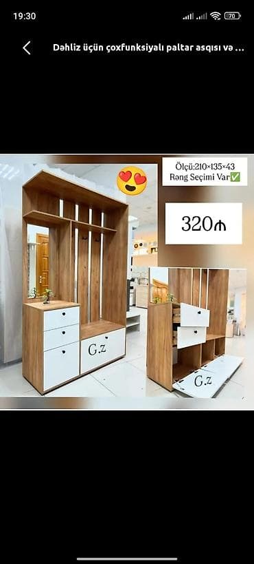 210: Dəhliz üçün çoxfunksiyalı paltar asqısı və dolab dəsti - Ölçü: 210 × — 1