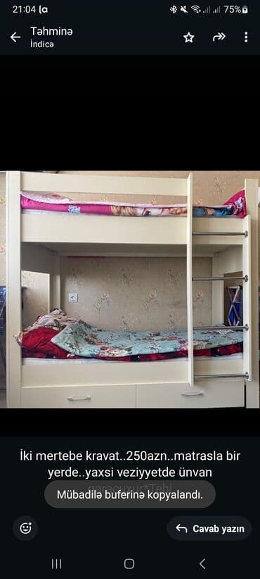 uşaq yatagi: Oğlan və qız üçün, Çarpayı, Matras ilə, Siyirməli, Taxta — 1