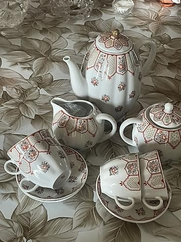 dekor aksesuarları: Çay dəsti, rəng - Ağ, Farfor, 4 nəfərlik — 2