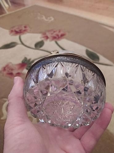 konfet: Kəsilmiş kristal qab – gümüş işləməli halqa və qızılı tutacaqlı - — 4
