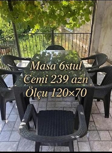 divan gence: Yeni, Dördbucaq masa, 6 stul, Açılmayan, Stullar ilə, Plastik — 1