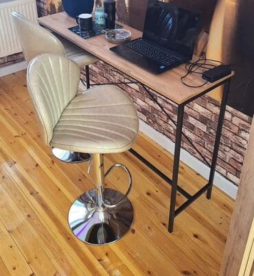 Bar tabureti – qazliftli, 360° fırlanan, xrom ayaqlı - Dizayn: Yumru