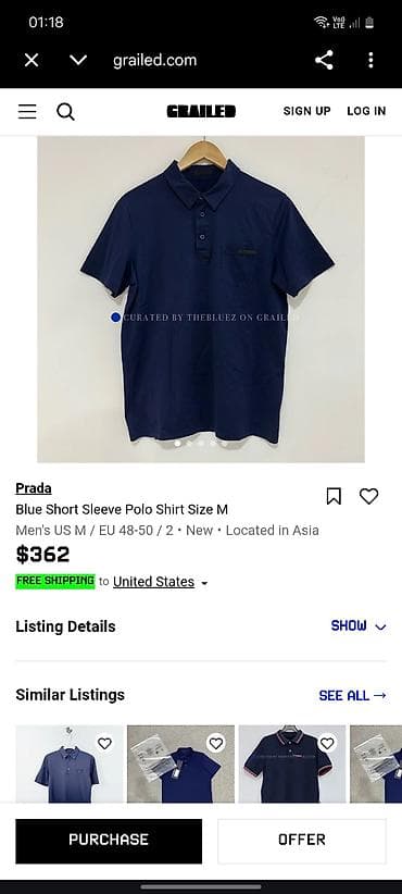 polo canta: Polo köynək, Prada, M, rəng - Mavi — 1
