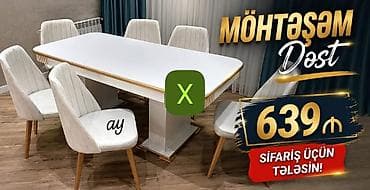 Möhtəşəm Yemək Dəsti - Dəst: 1 ədəd böyük süfrə masası + 6 ədəd stul — 1