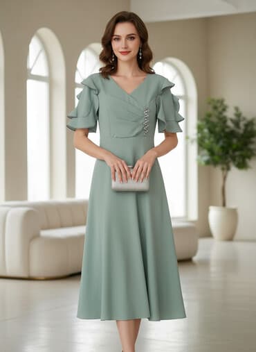 ziyafət geyim: Zərif ziyafət kombini – 2 don + tufli 1) Zümrüd‑yaşıl maxi don - — 3