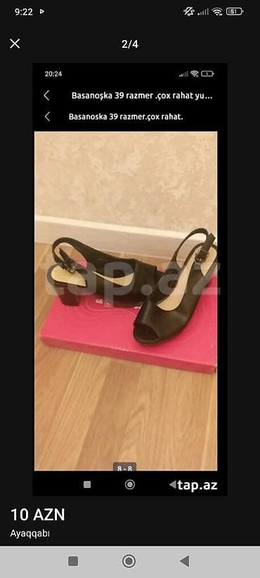 ayaggabı: Qadın basanoşka dəsti - Ölçü: 39 (bəzilərində 38-39 qeyd olunur) - — 1