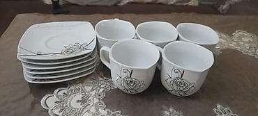 Çay dəsti, rəng - Ağ, Keramika