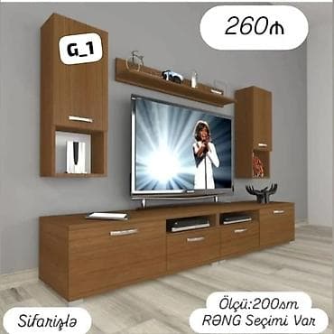 set mebel: TV stendi və asma dolab dəsti – model G_1 - Ümumi ölçü: 200 sm - — 1