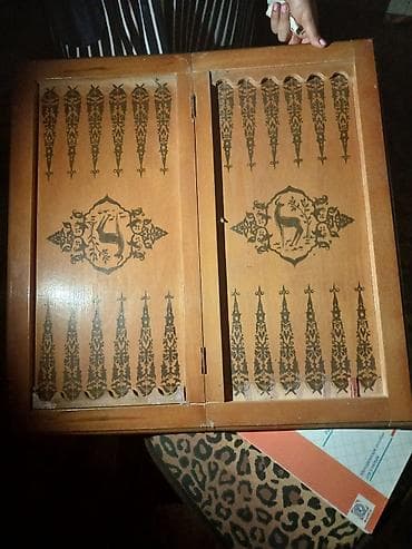 Taxta nərd taxtası – şərq üslubunda oyma və yanıq naxışlı dizayn — 2