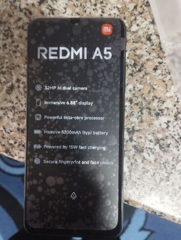 3D panellər: Redmi A5, 128 GB, rəng - Qara, Barmaq izi — 5