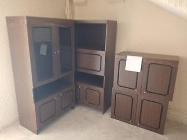 Künc üçün modullu şkaf dəsti - Material: ağac teksturalı laminat/LDSP
