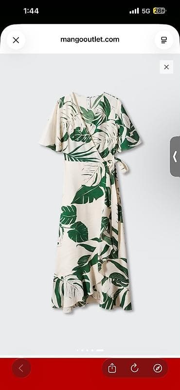 MANGO Tropical Print Wrap Dress – firfırlı, çarpaz bağlamalı midi don — 5