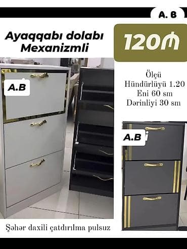 ayakkabı dolabı: Ayaqqabı dolabları – müxtəlif model və ölçülər 1) Model: Ağ yan rəfli — 3