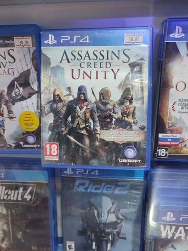 playstation 4 slim qiymeti: Assasins unity Oyun diski, az işlənib. 🎮Playstation 3-4-5 original — 1