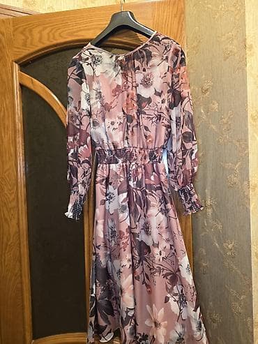 etekler: Qadın paltarı – çiçək naxışlı, uzun - Model: Uzun, axıcı siluetli — 1