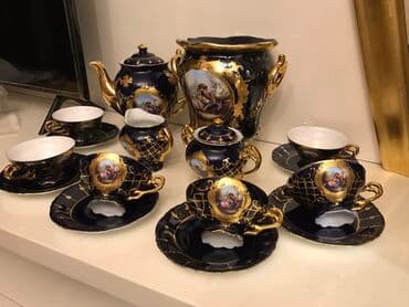 cay dasi satisi: Çay dəsti, rəng - Göy, Farfor — 3