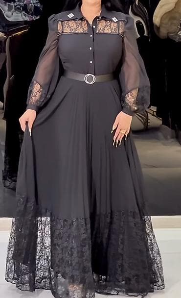 super zeng 2: 1 defe toya geyinilib tezedir Qara ziyafət donu - Uzun, axıcı ətəkli — 1