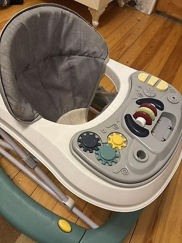 celikler: Uşaq gəzdirəni / yürüteç - Rəng: ağ-boz konsol, göy-yaşıl baza, boz — 3