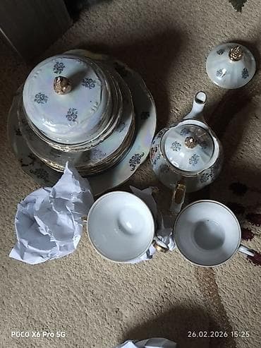 drel dəsti: Çay dəsti, rəng - Ağ, Farfor — 1