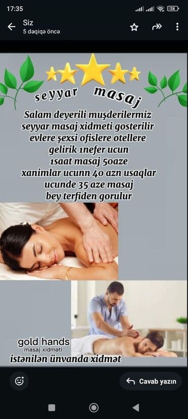 xacmazda masaj xidmeti: Səyyar masaj xidməti – Gold Hands - İstənilən ünvanda xidmət: evlər — 2