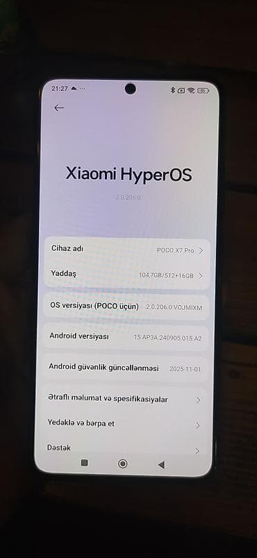bluetooth qulaqciq satisi: Poco X7 Pro, 512 GB, rəng - Qara, Sensor — 6