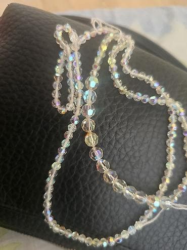 buji: Şüşə kristal muncuq boyunbağı - Material: şəffaf, fasetlü şüşə — 1