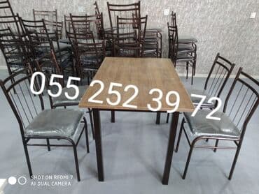 stol və stul dəstləri: Yeni, Dördbucaq masa, 4 stul, Açılmayan, Stullar ilə, Metal, Azərbaycan — 2