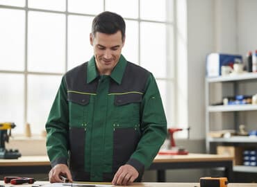 İşçi gödəkçəsi – yaşıl və tünd boz rəng kombinasiyası - Material: sıx