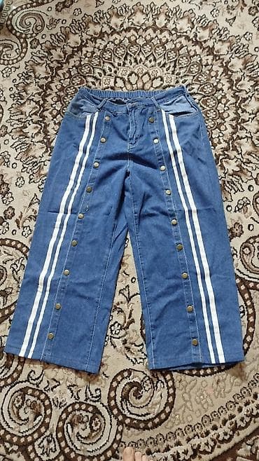 Denim şalvar dəsti 1) Klassik açıq mavi cins şalvar - Yüksək belə — 3