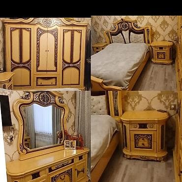Двуспальная кровать, Комод, Трюмо, Тумба, Б/у at lalafo.az Двуспальная кровать, Комод, Трюмо, Тумба, Б/у