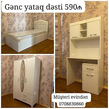 Gənc yataq dəsti – 590₼ Dəst tərkibi: - Tək nəfərlik çarpayı: yumşaq — 1