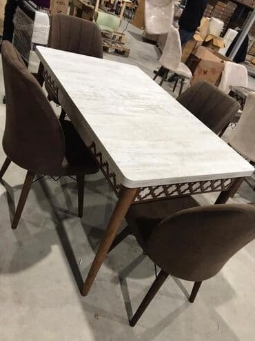 tap az masa ve oturacaqlar: Qonaq otağı üçün, Yeni, Açılan, Dördbucaq masa, 4 stul — 7