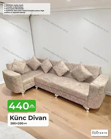 kreditle kunc divanlar: Künc divan – 280×200 sm - Mexanizm: açılan, bazalı (geniş saxlanma — 1