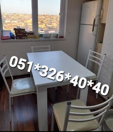 Masa və oturacaq dəstləri: Qonaq otağı üçün, Yeni, Dördbucaq masa, 4 stul — 23