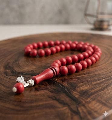 Qırmızı təsbeh - Material: sade materialdan hazırlanmış, cilalanmış — 3