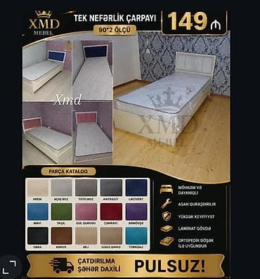 tek taxtlar: Tek nəfərlik çarpayı – 90×200 sm ölçü - Möhkəm və dayanıqlı — 1