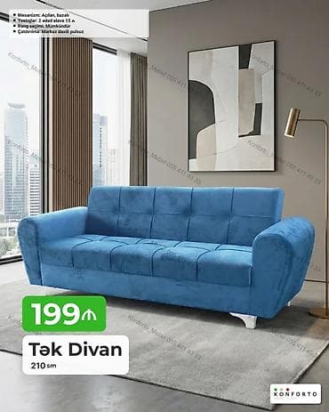 Tək divan – 210 sm - Mexanizm: açılan, bazalı (yataq funksiyalı, alt